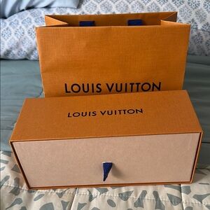 Louis Vuitton Orange and Tan Box with shopping bag